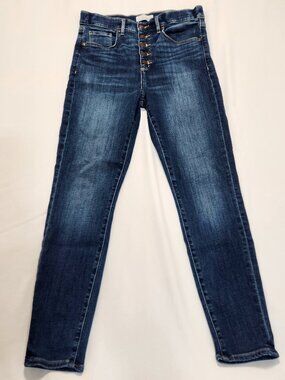 Loft The Skinny Jeans Womens 29 / 8 Dark Wash Exposed Button Fly Stretch 752865